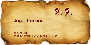 Unyi Ferenc névjegykártya