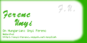 ferenc unyi business card